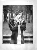 Original Old Antique Print 1902 Message Love Beautiful Ladies Flower 20th