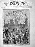Original Old Antique Print 1902 Herald Peace Coronation Angels Flying Haenen