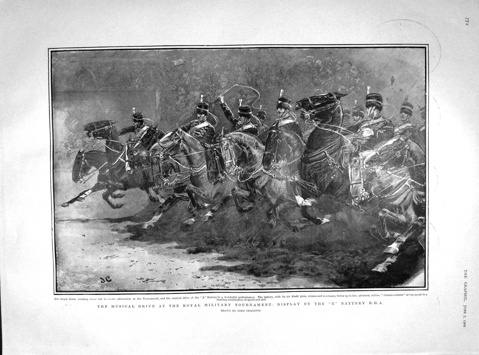 Old Antique Print 1902 Military Tournament X Battery Jenkinson Marter War 20th