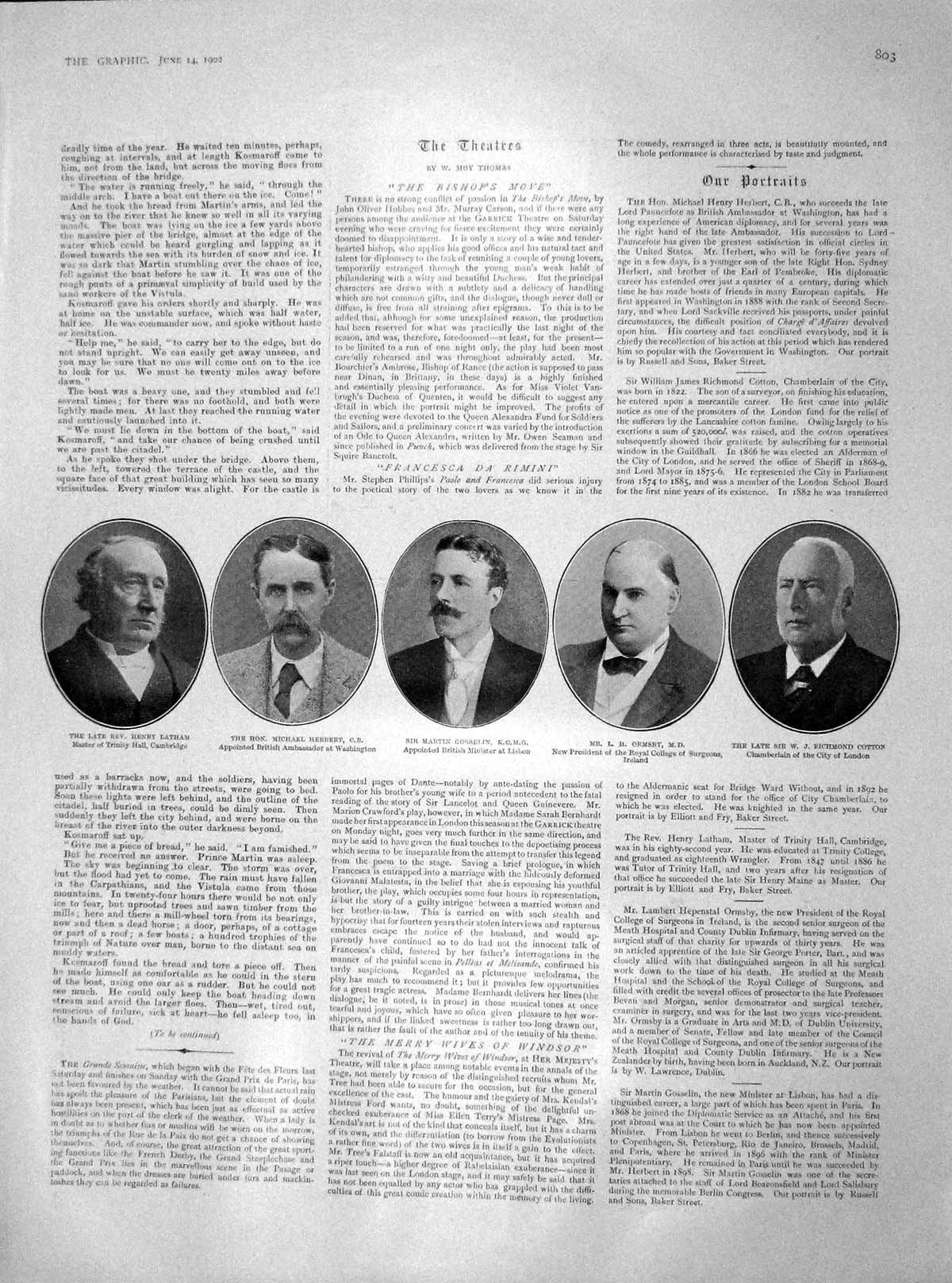 Original Old Antique Print 1902 Gosselin Ormsby Cotton Latham Coronation George