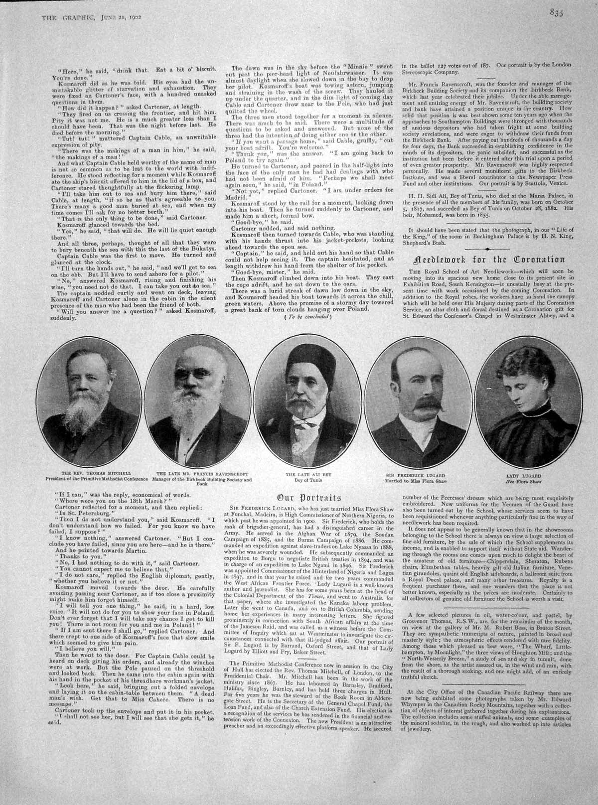 Old Antique Print 1902 Bey Tunis Ravenscroft Mitchell Lugard Flora Shaw 20th
