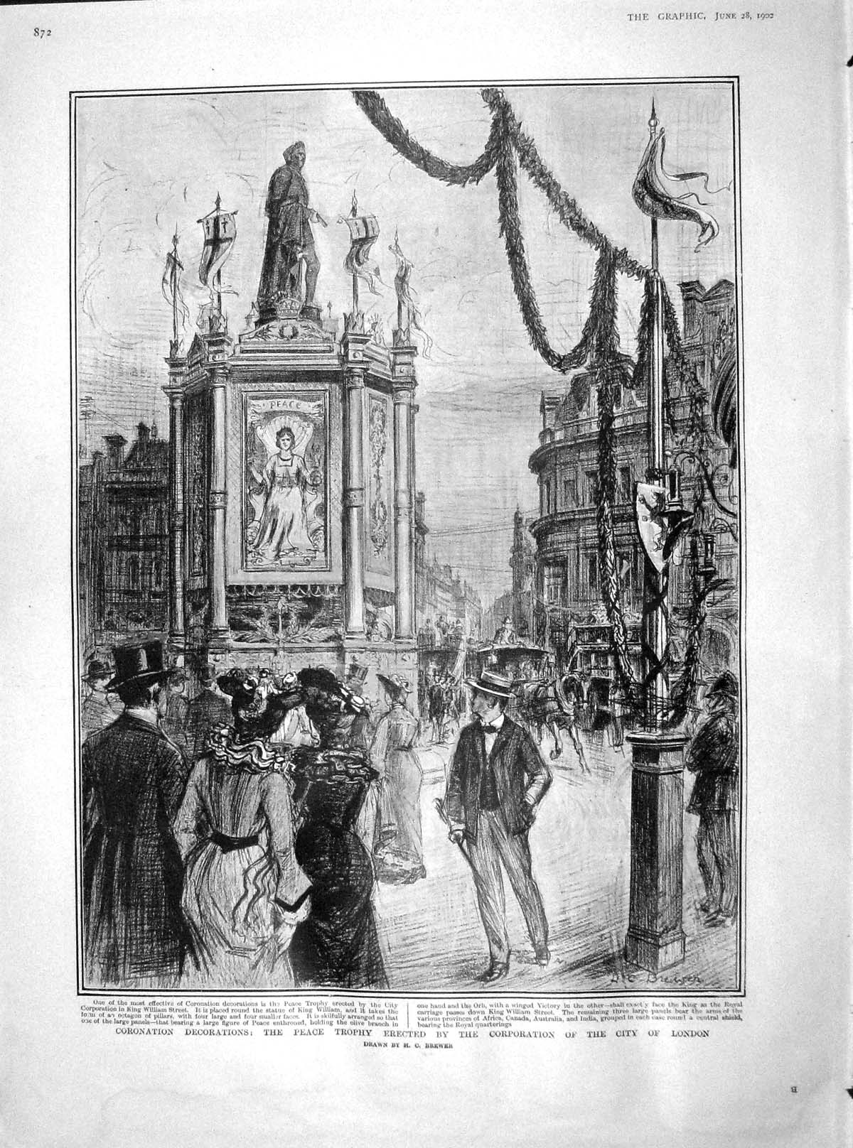 Old Antique Print 1902 Coronation Peace Trophy Caskets King Bombay Madras 20th