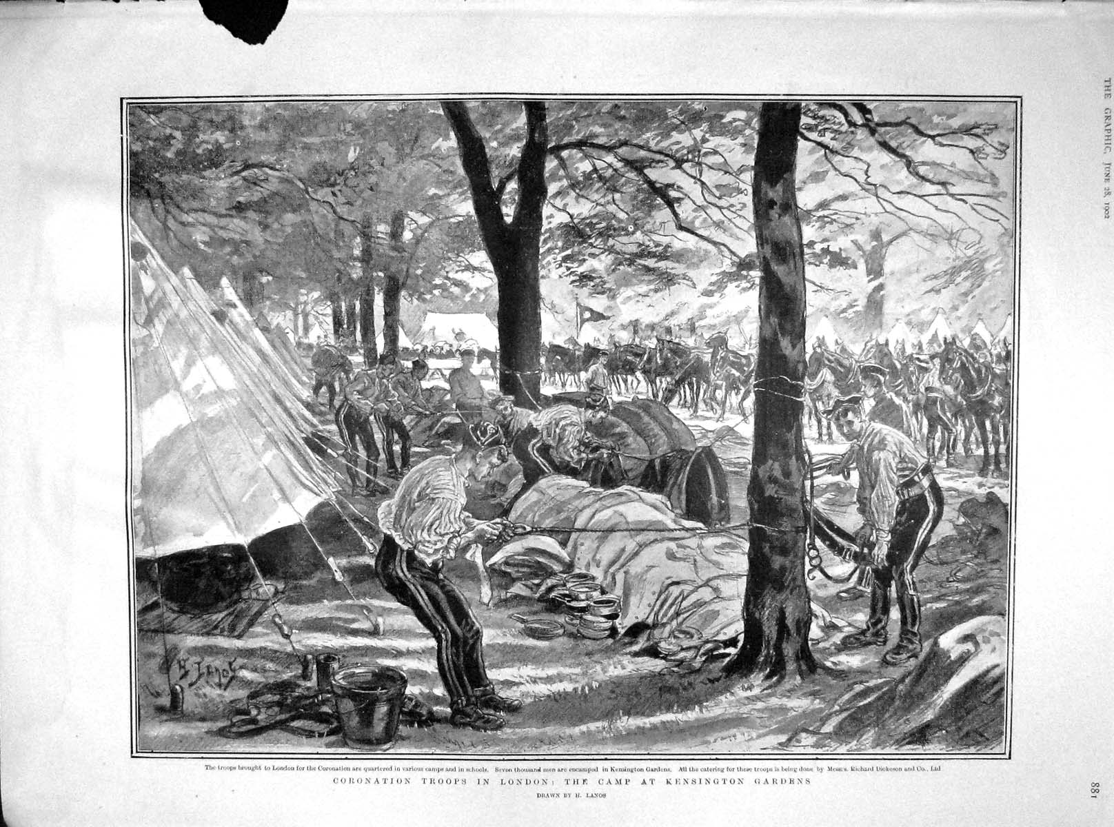Original Old Antique Print 1902 Coronation London Kensington War Aosta Prince