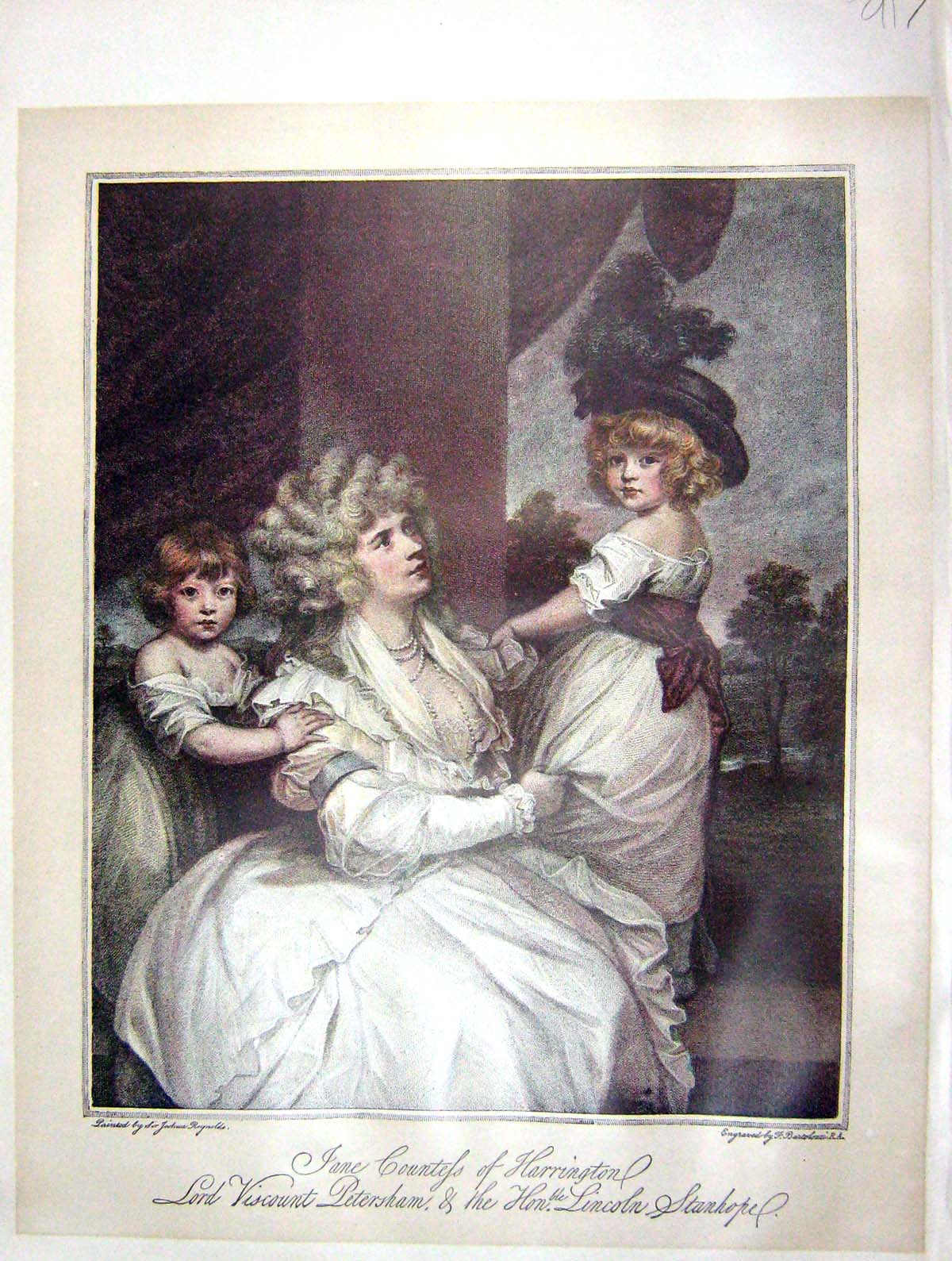 Old Antique Print 1902 Jane Countess Harrington Lord Viscount Petersham 20th