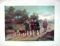Original Old Antique Print 1902 Return Chase Huntsmen Guns Dogs Kilburne 20th