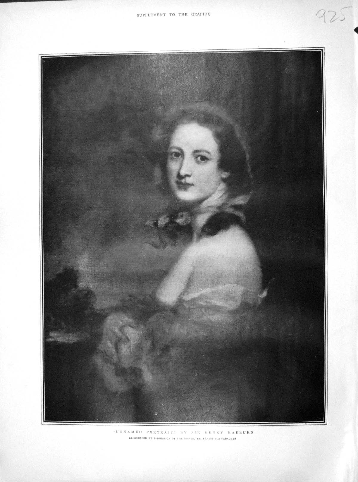 Original Old Antique Print 1902 Portrait Beautiful Lady Woman Henry Raeburn