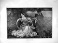 Original Old Antique Print 1902 Fair Love Man Lady Music Romance Abbey Fine Art