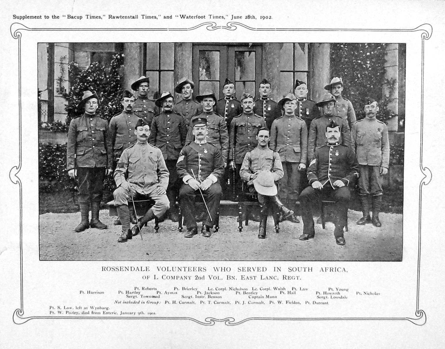 Old Antique Print 1902 Rosendale Volunteers Africa Nicholson Bentley War 20th