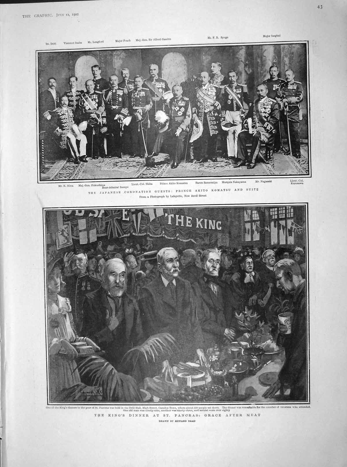 Old Antique Print 1902 Prince Akito Komatsu Pancras Japan Paddington Hymn 20th