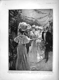 Old Antique Print 1902 Queen Coronation Bazaar Ormond Albany Warr Wyatt 20th