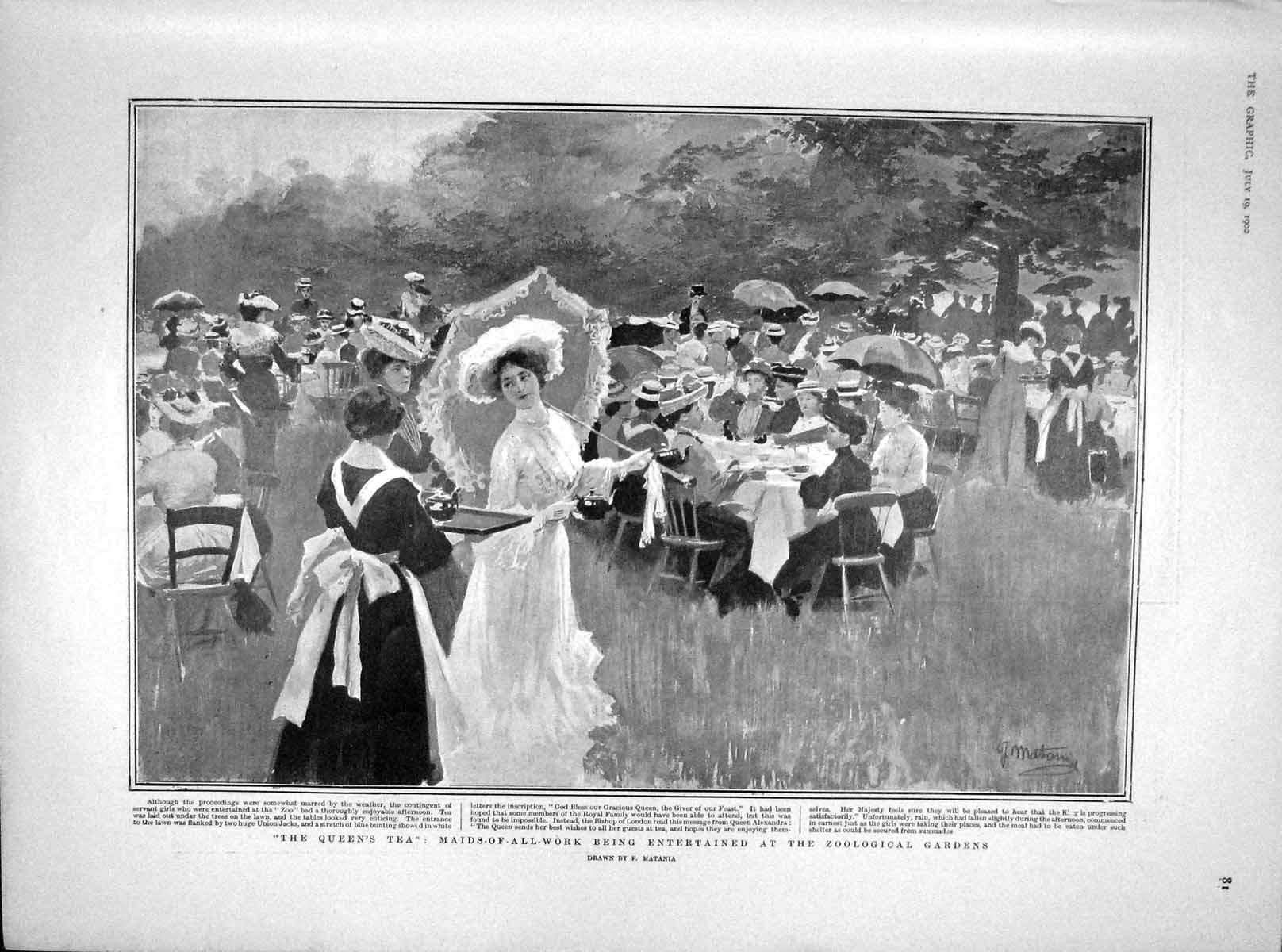 Old Antique Print 1902 Queen Maids Zoological Hicks-Beach Victoria Ship 20th