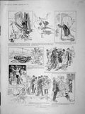 Original Old Antique Print 1902 Wedding Overtube Wretched Hat Railway Train