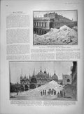 Original Old Antique Print 1902 Ruins Campanile Piazza San Marco Tintoretto
