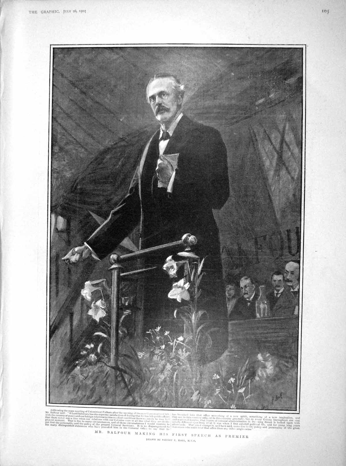 Old Antique Print 1902 Balfour Premier Conservative Boer Prisoners Helena 20th