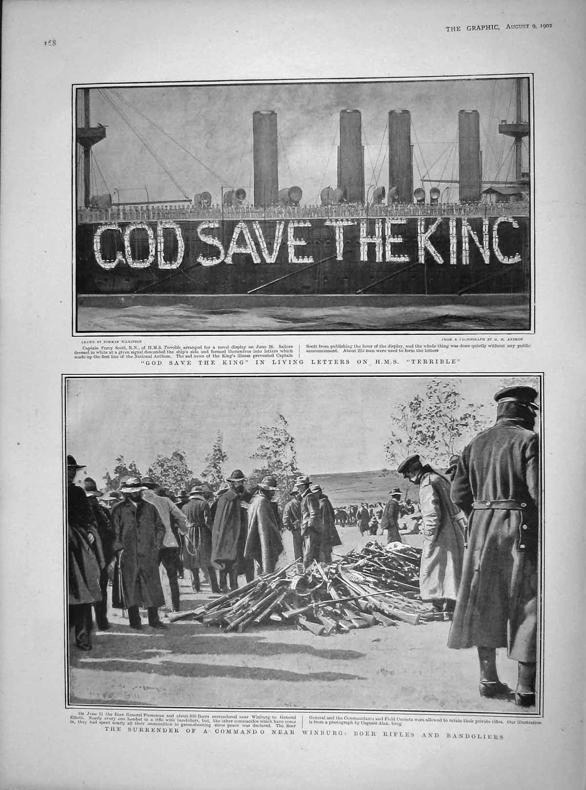 Old Antique Print 1902 Captain Scott Ship Terrible Boer Froneman Winburg 20th
