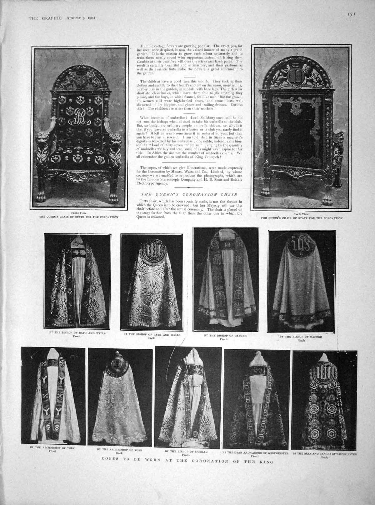 Old Antique Print 1902 Coronation King Bishop Copes Boers Kitchener Wet 20th