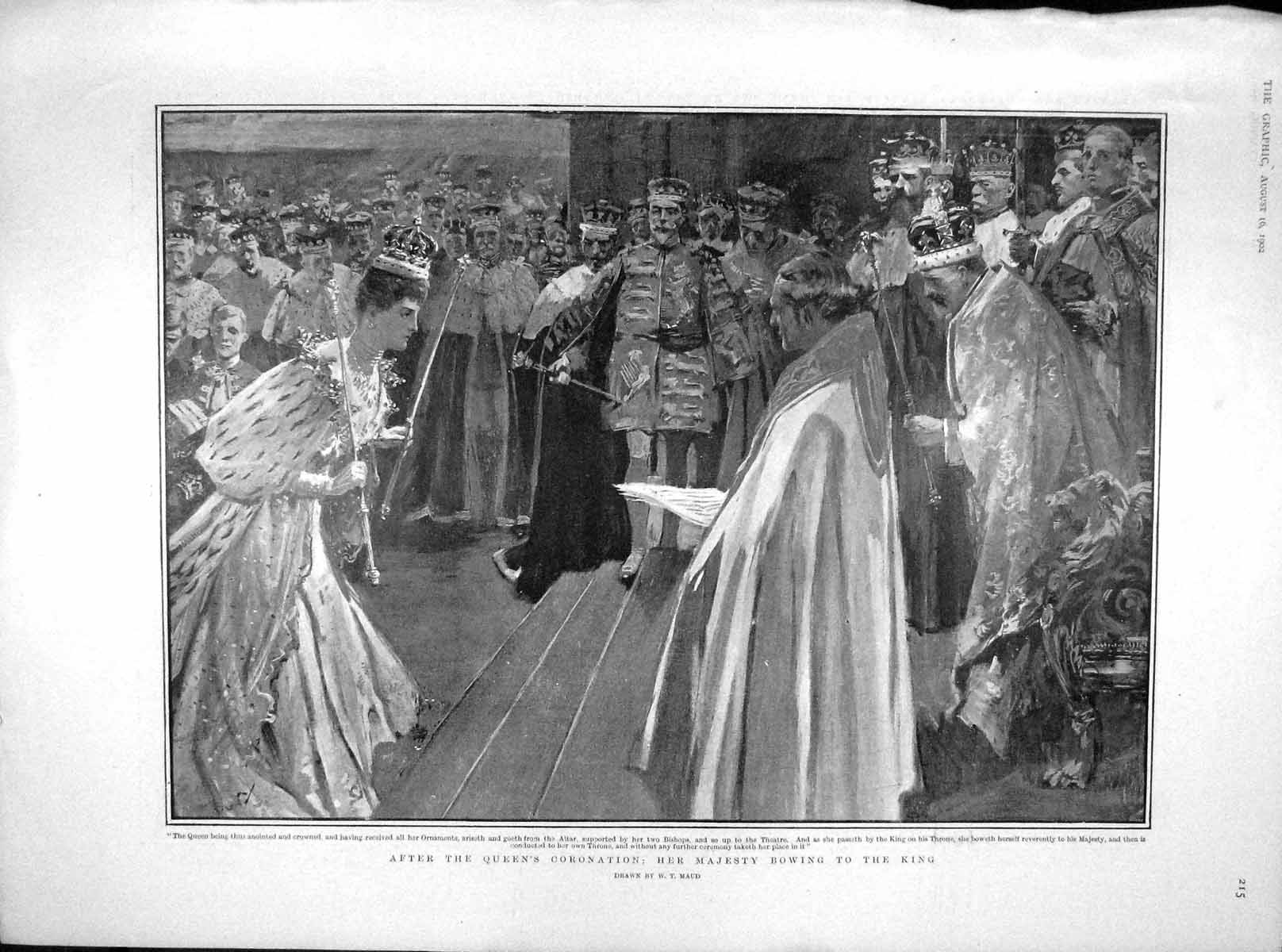 Old Antique Print 1902 Queen Coronation King Buckingham Palace Victoria 20th