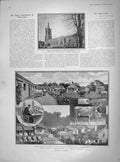 Old Antique Print 1902 Church Michael Bishop Storford Tuberculosis Farm 20th