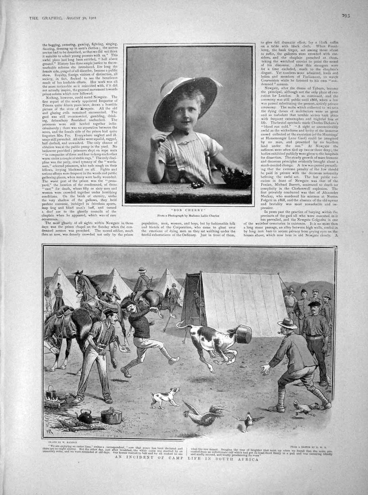 Original Old Antique Print 1902 Bob Cherry Camp Africa Tauna Hebrides H 20th