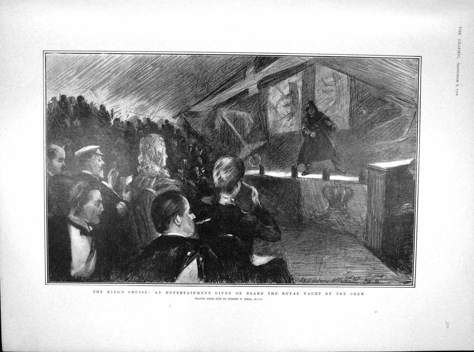 Old Antique Print 1902 King Royal Yacht Sport Grasmere Clarke Wrestling 20th