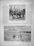 Old Antique Print 1902 Swimmers Breakfast Naples Kaiser Friedrich Joachim 20th