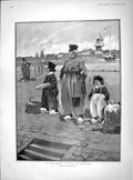 Old Antique Print 1902 Ferry Volendam Windmill Fearon Seymour Bailey Lord 20th