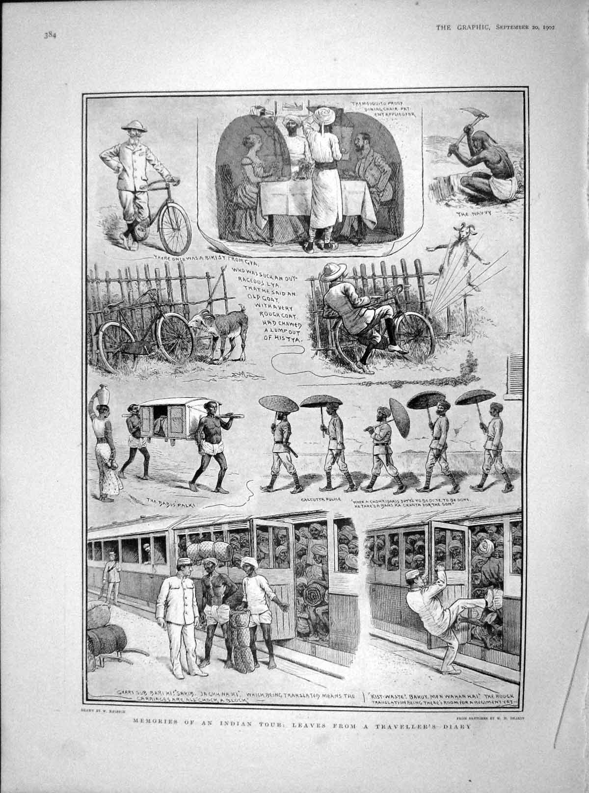 Old Antique Print 1902 Indian Tour Train Calcutta Scott Terrible Ship War 20th