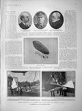 Old Antique Print 1902 Airship Crystal Palace Watson Hummel Cecil Raleigh 20th