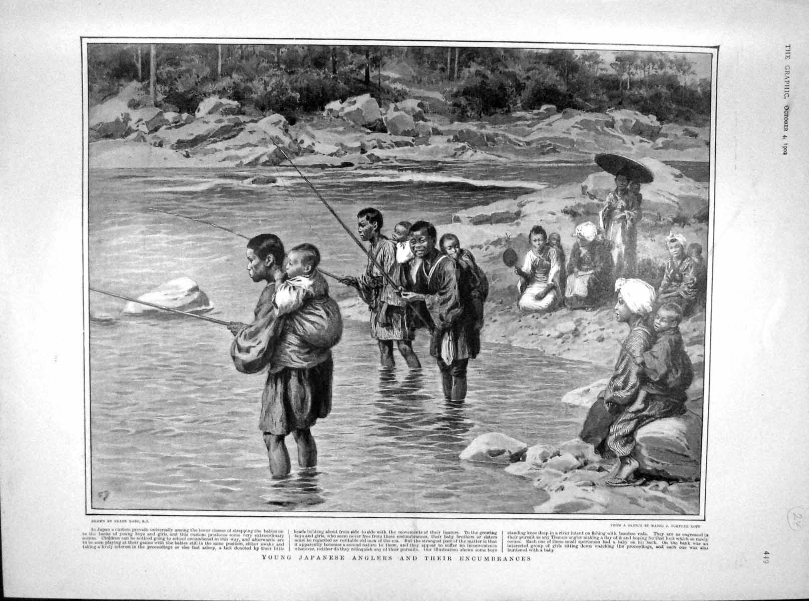Old Antique Print 1902 Japanese Fishing Custom Fram Ship Sverdrup Wolves 20th