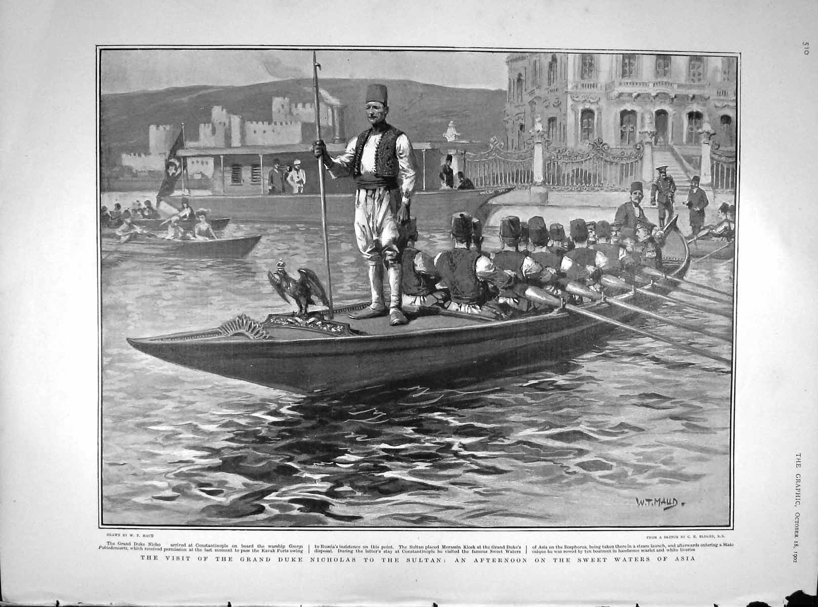 Original Old Antique Print 1902 Grand Duke Nicholas Sultan Constantinop 20th