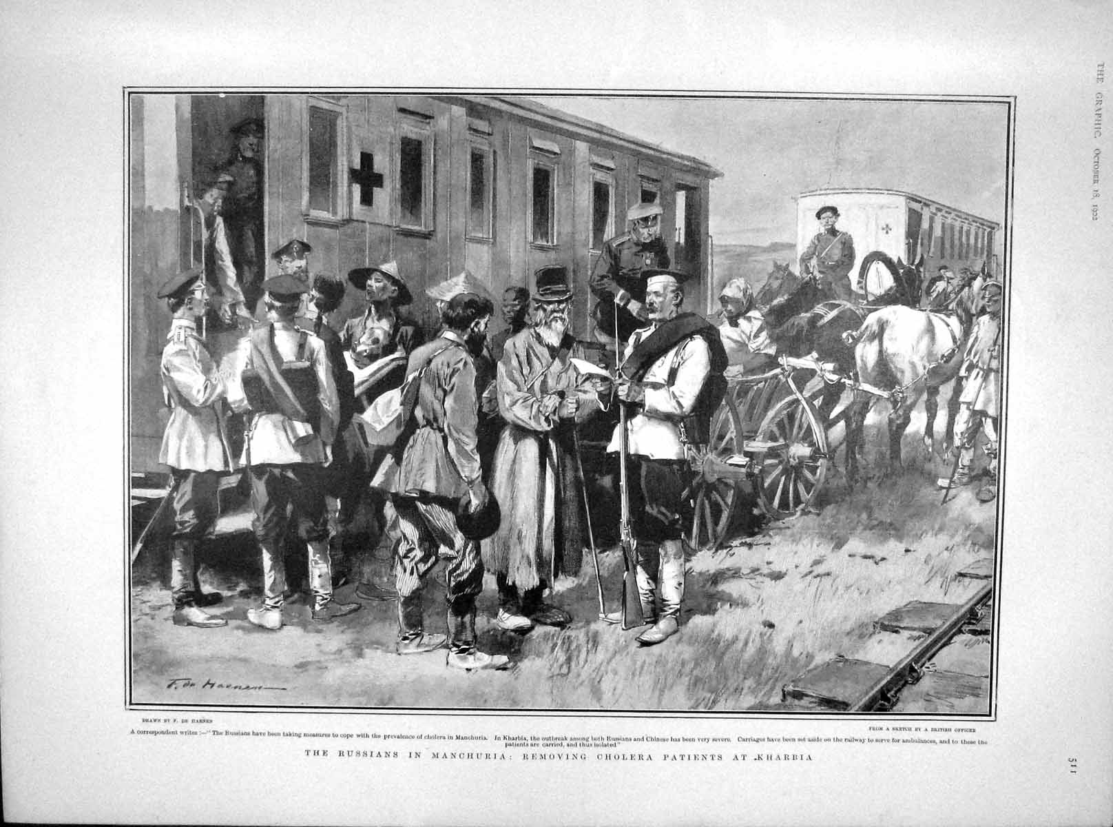 Old Antique Print 1902 Russian Army Manchuria Kharbia Westminster Church 20th
