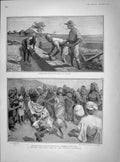 Original Old Antique Print 1902 British Officer Fashoda White Nile Arab Women