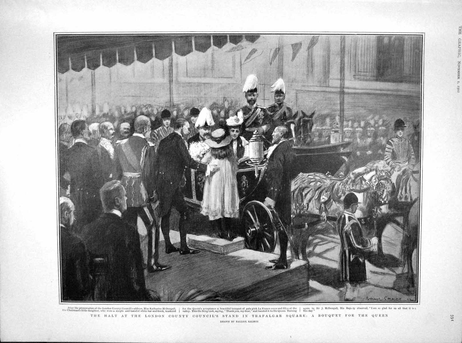 Old Antique Print 1902 London Council Trafalgar Seymour Duke Fife Naval 20th