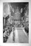 Original Old Antique Print 1902 Thanksgiving Service St. Paul'S Cathedral 20th