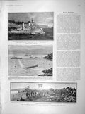 Original Old Antique Print 1902 Typhoon Japan Ship Suvaroff Somaliland Swayne