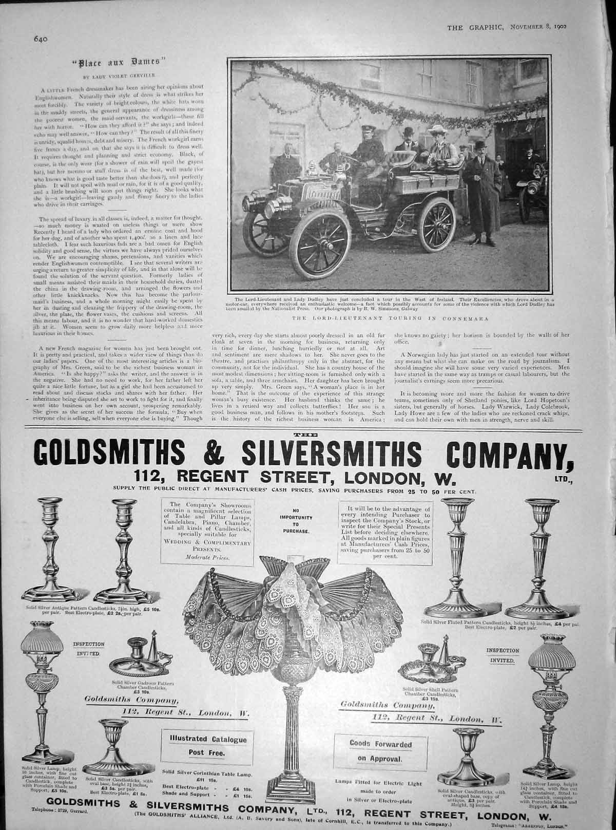 Original Old Antique Print 1902 Lord-Lieutenant Connemara Dudley Ireland Galway