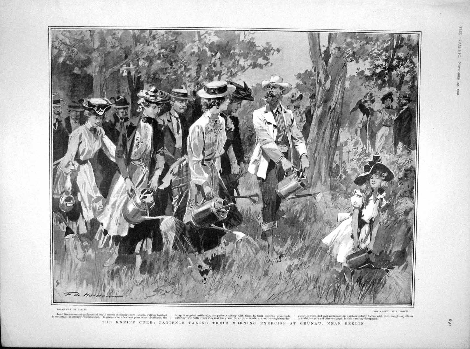 Original Old Antique Print 1902 Kneipp Grunau Berlin Chamberlain Good Hope Ship