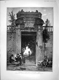 Original Old Antique Print 1902 View Gateway Villa Cavallieri Rome Corrodi 20th