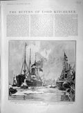 Original Old Antique Print 1902 Orotava Lord Kitchener Ship Southampton Wales