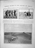 Original Old Antique Print 1902 Asia Thibetan Nomads Tarim Lou-Lan Siers Guns