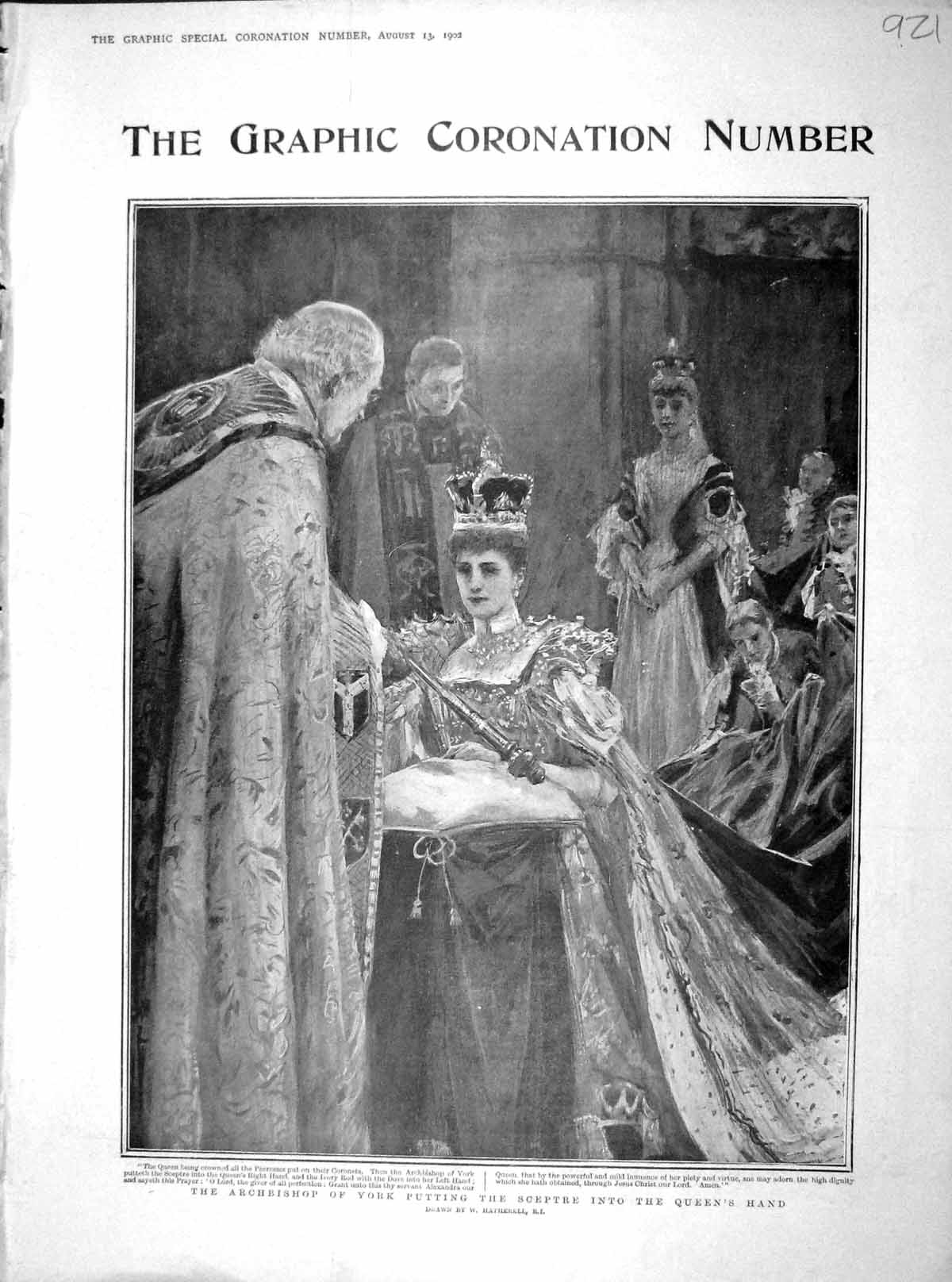 Old Antique Print 1902 Queen Coronation Archbishop York Westminster Abbey 20th