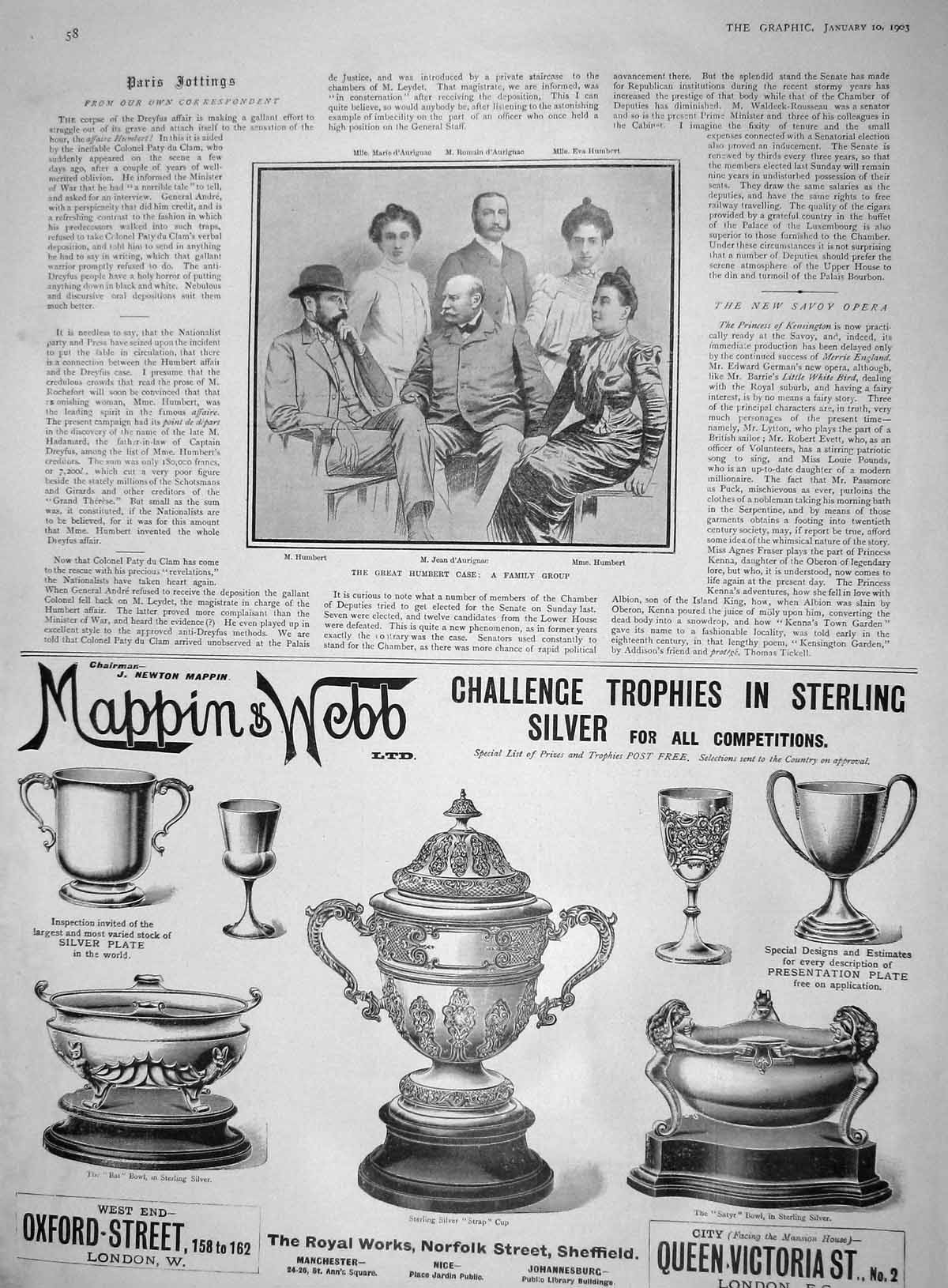 Original Old Antique Print 1903 Humbert Case Jean D'Aurignac Mappin Webb London