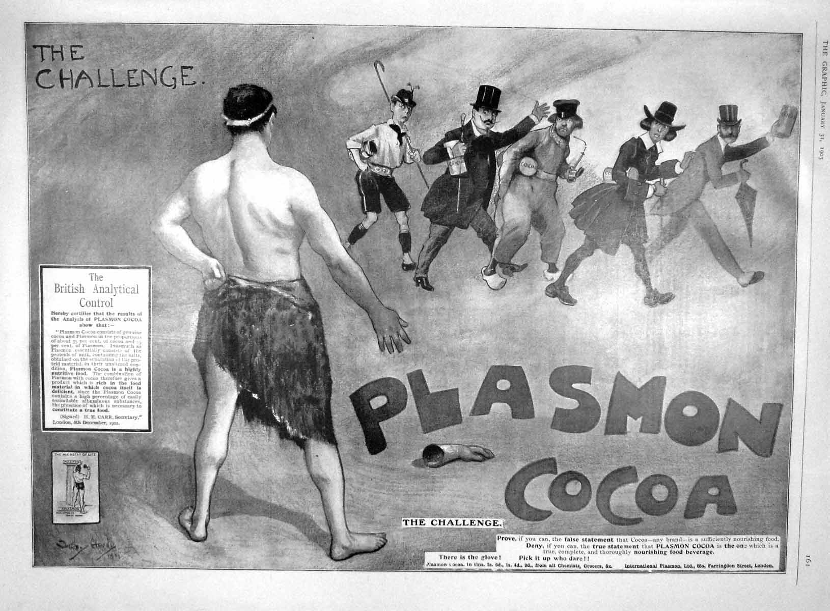 Original Old Antique Print 1903 Advertisement Plasmon Cocoa Food Beverage 20th