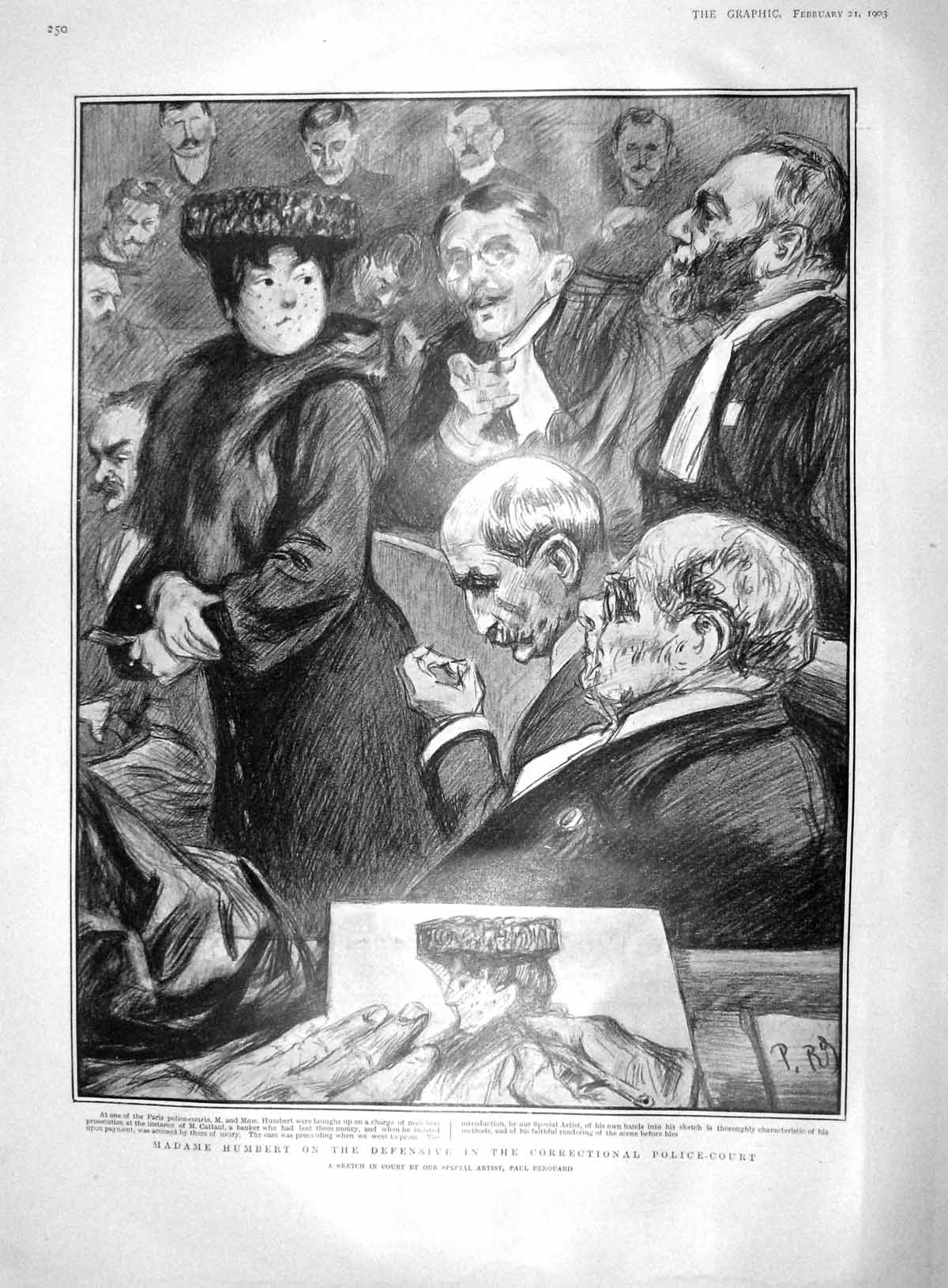 Old Antique Print 1903 Madame Humbert Police Court Drawn-Linen Tenerife 20th