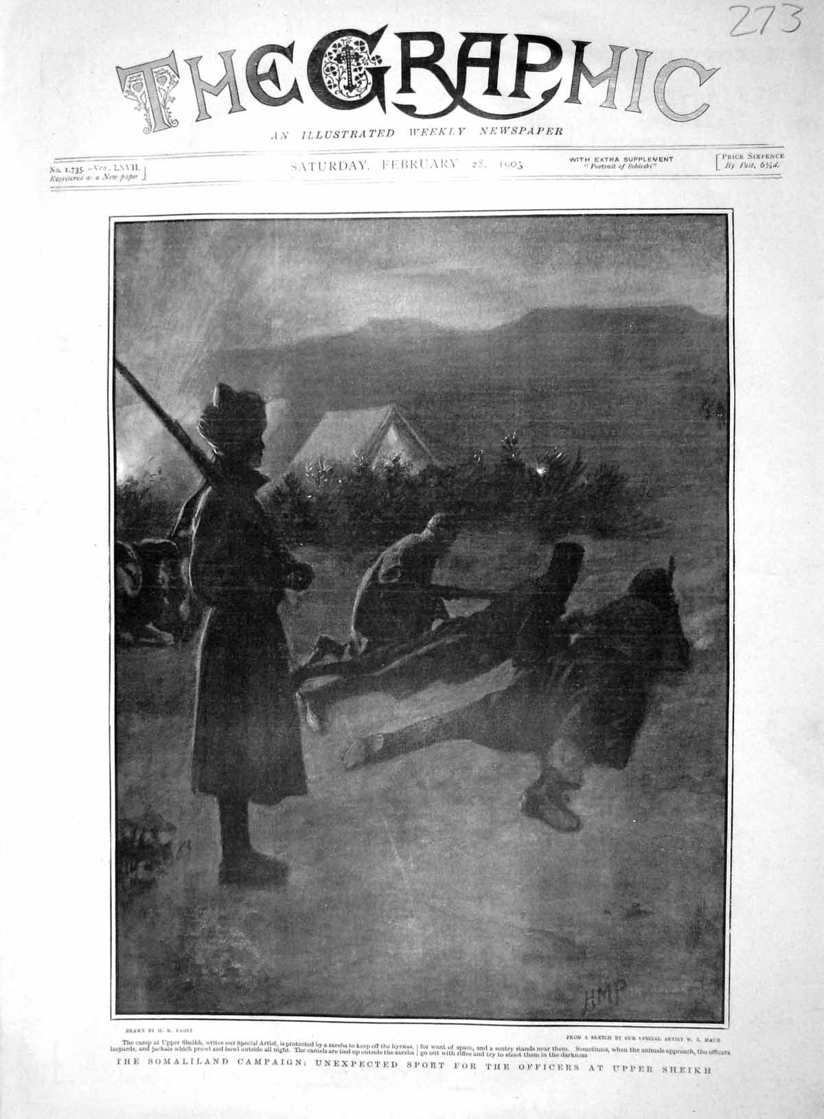 Original Old Antique Print 1903 War Somaliland Camp Siers Upper Sheikh Hyenas