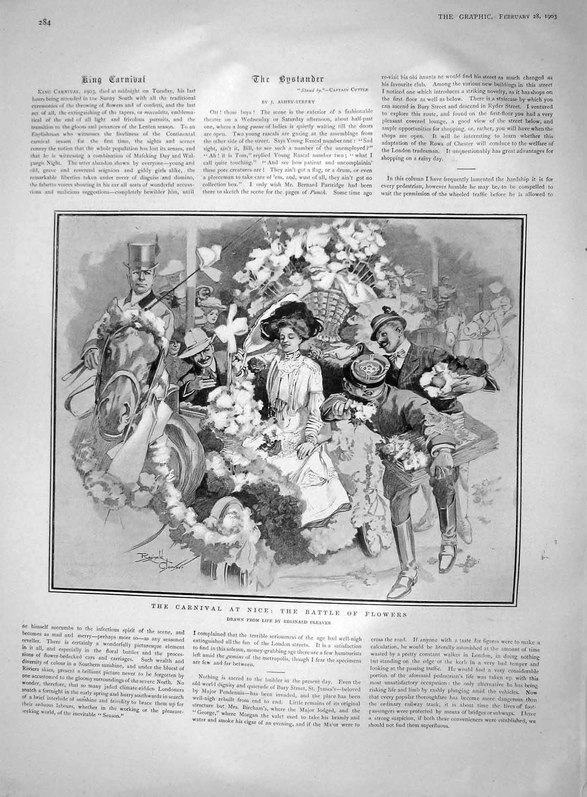 Original Old Antique Print 1903 Carnival Nice Flowers Vaughan Siers Tricycle