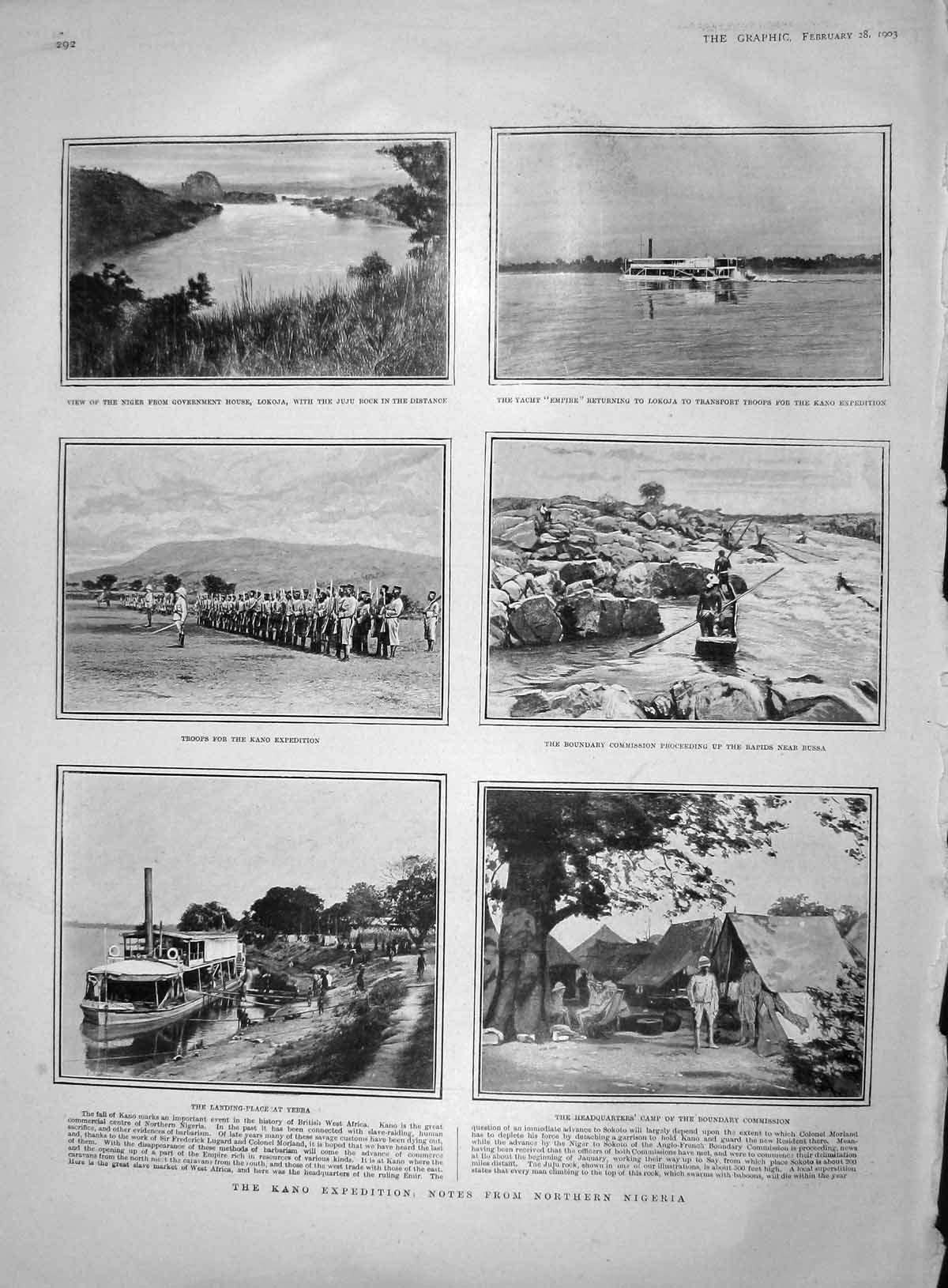 Old Antique Print 1903 Kano Nigeria Lokoja Yacht Empire Yabba Government 20th
