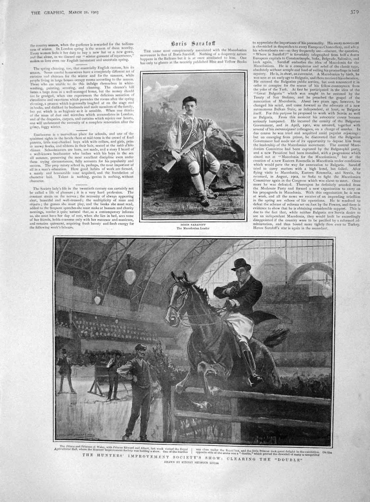 Original Old Antique Print 1903 Horses Hunters Show Sarafoff Bradley Bulgarian