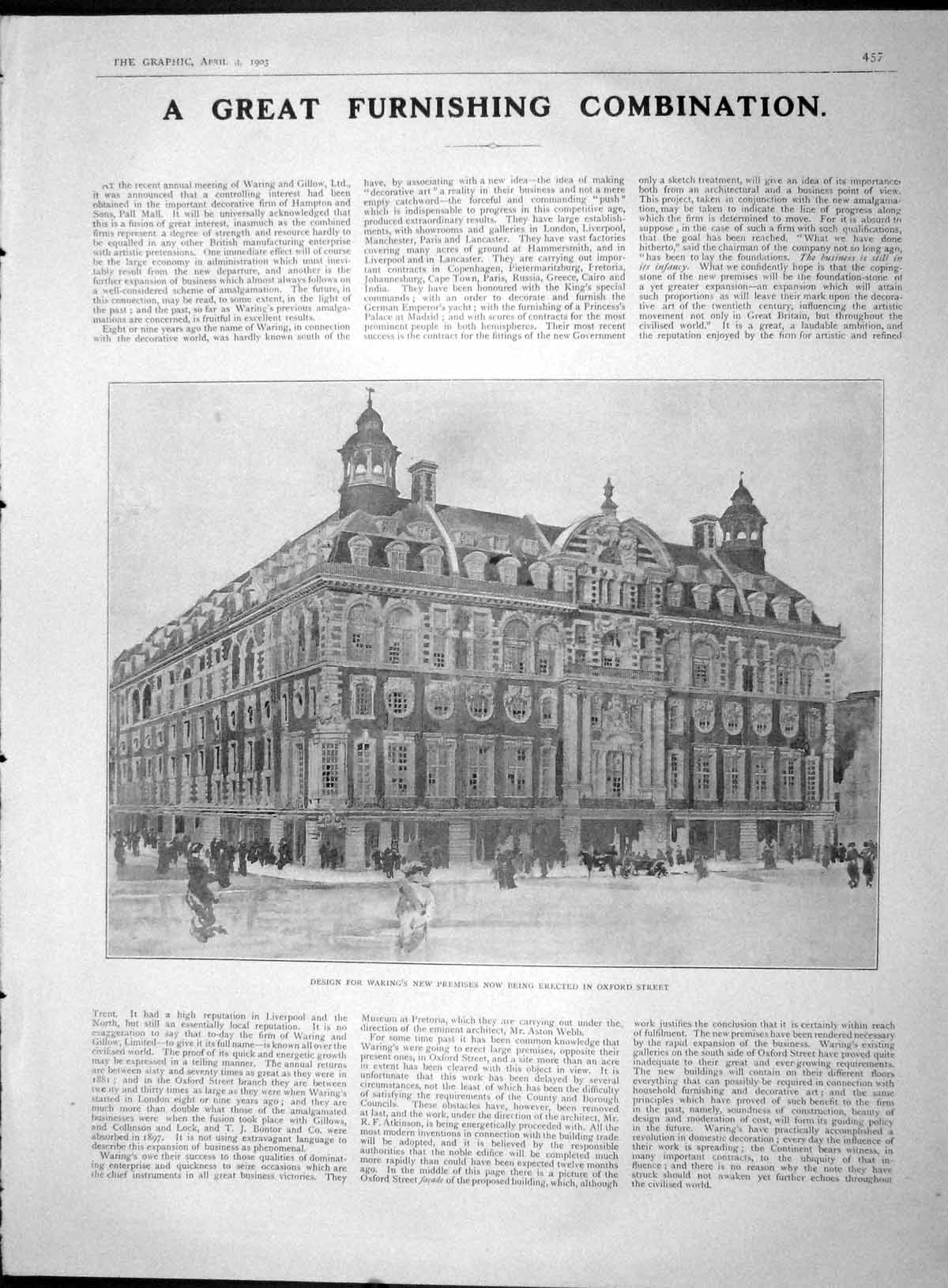 Original Old Antique Print 1903 Advertisement Warings Buildings Oxford Street
