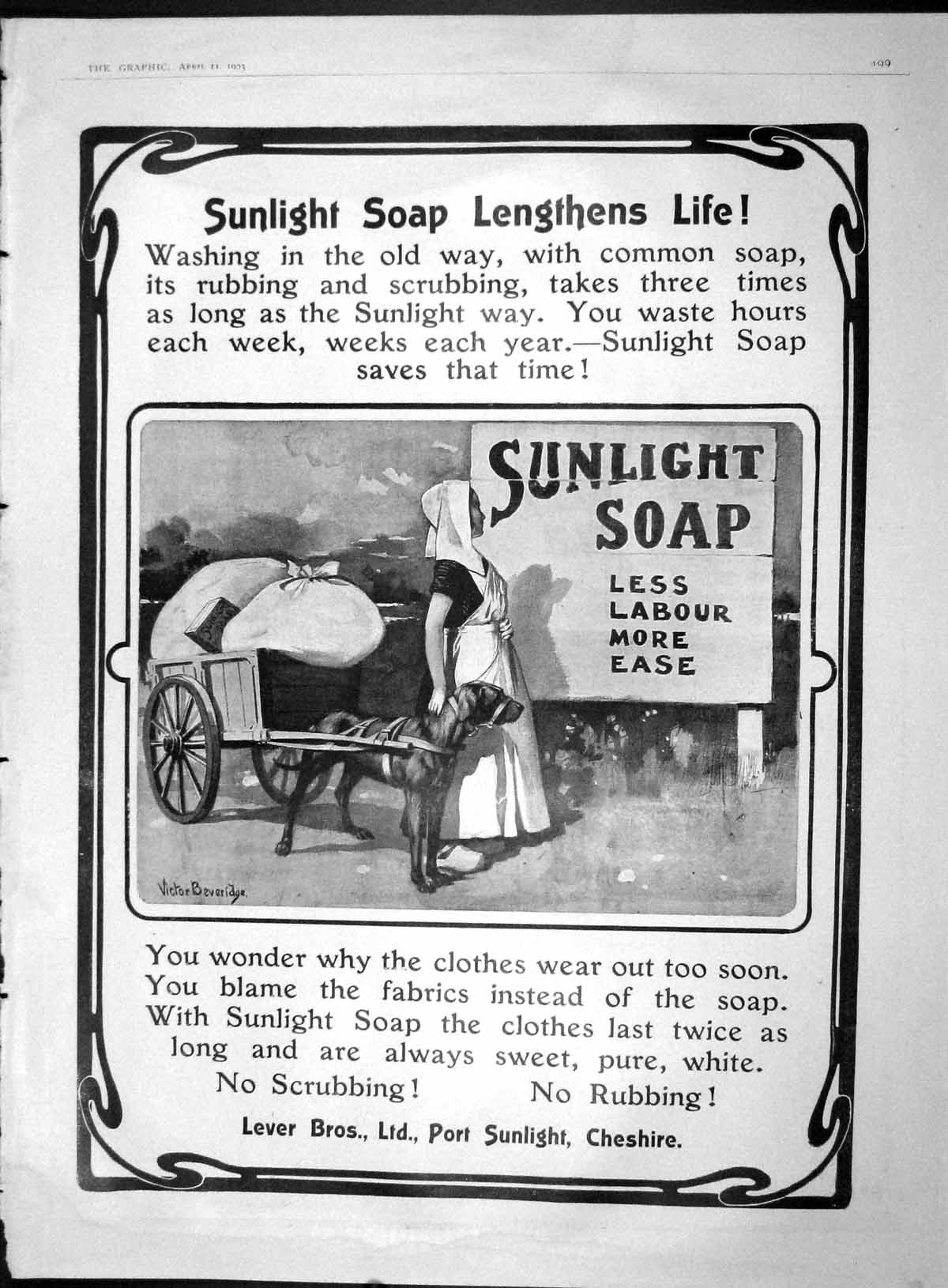 Antique Print Ref.155 1903 Advertisement Sunlight Soap Lever Bros Cheshire
